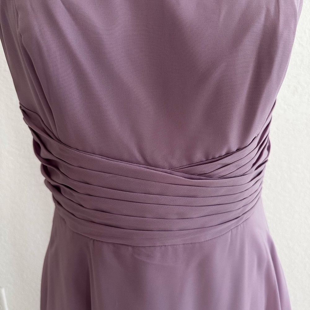 Alfred Angelo Purple Pleated Thin Straps Dress - Picture 2 of 5